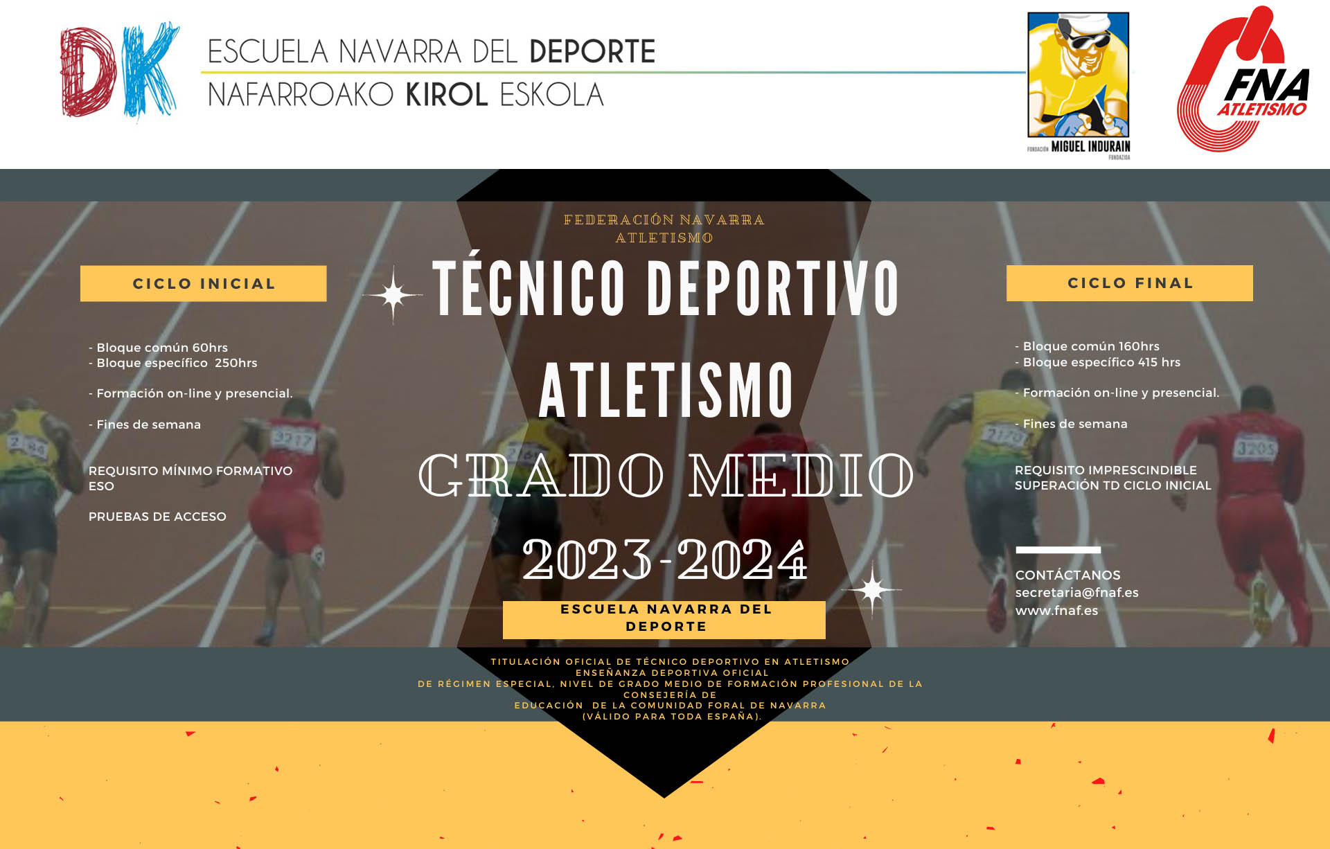 Cursos de T&eacute;cnico deportivo en Atletismo. Ciclo Inicial y Ciclo Final