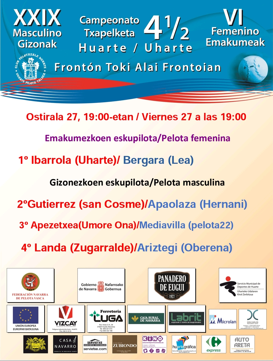 Se&ntilde;alamientos del Torneo del 4 y Medio de Huarte