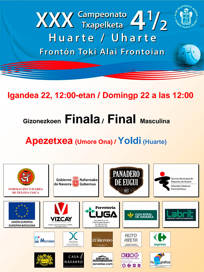 La final del 4 y Medio de Huarte se jugar&aacute; el d&iacute;a 22