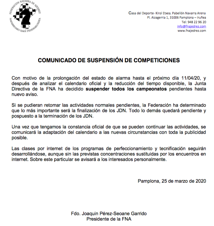 Suspensi&oacute;n Competiciones