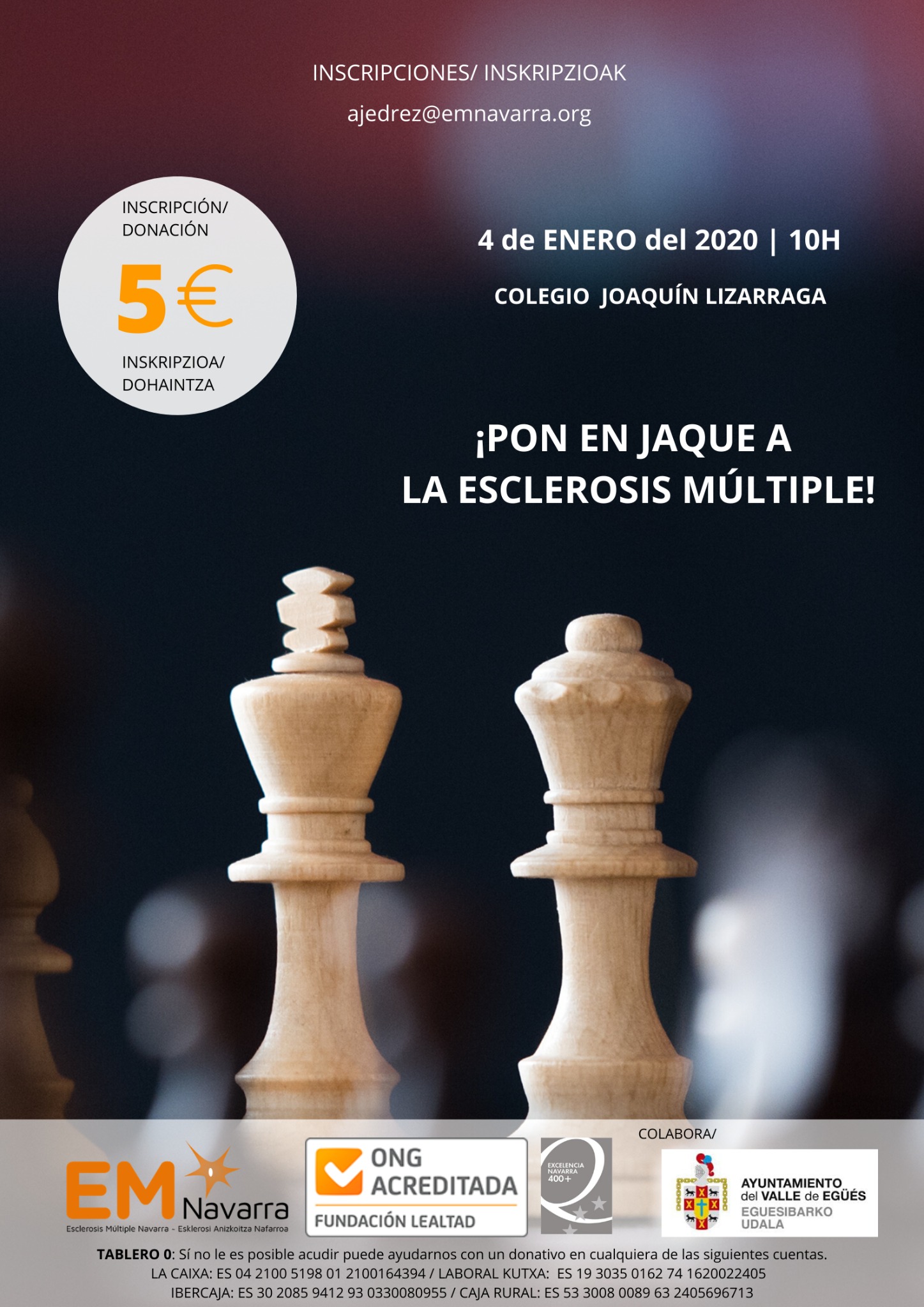 V Torneo Ajedrez Ben&eacute;fico EM Navarra