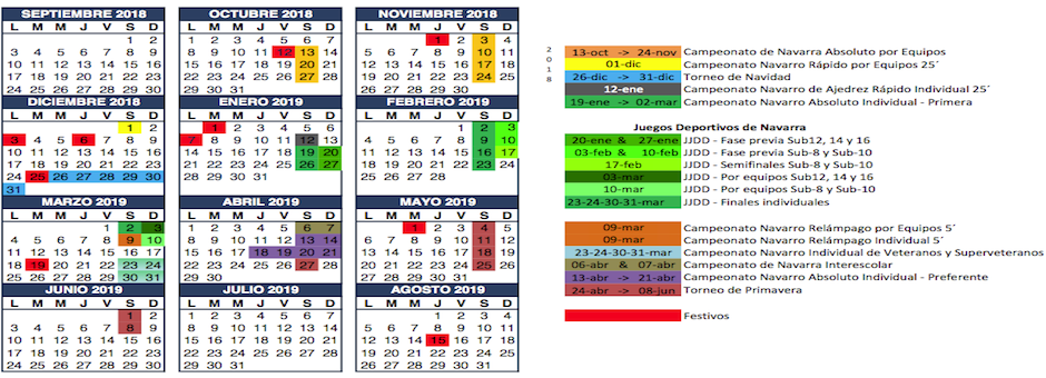 Calendario Temporada 2018-2019