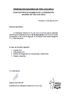 Convocatoria de Asamblea FNTA 30 de mayo de 2019