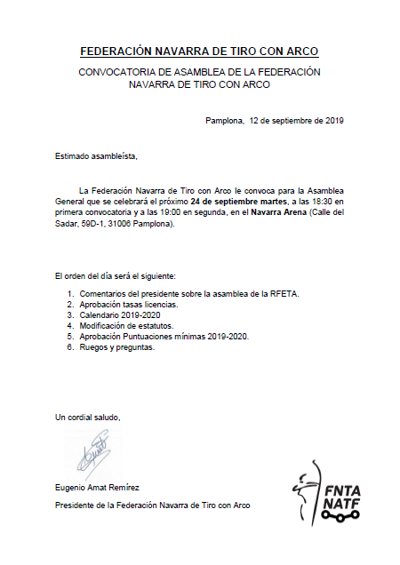 Convocatoria Asamblea FNTA