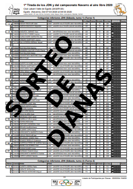 Sorteo de dianas 1&ordf; Cto Navarro y JDN Aire Libre 2020