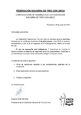Convocatoria Asamblea FNTA 2 de Julio 2020