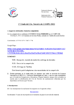 Circular 1&ordf; Tirada Cto Navarro de Campo 2020