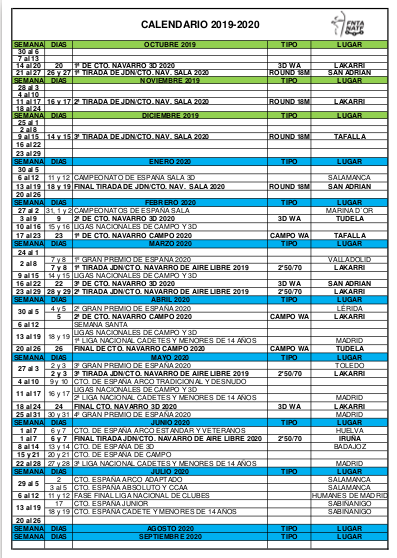 CALENDARIO FNTA 2019-2020