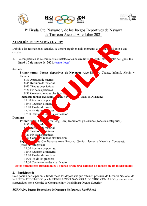 1&ordf; Tirada JDN y Cto. Navarro Aire Libre 2021