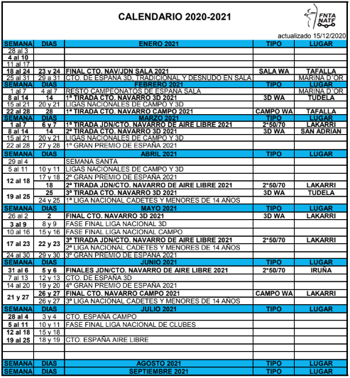 MODIFICACI&Oacute;N CALENDARIO 20201