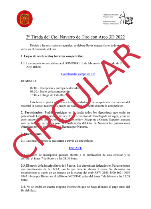 CIRCULAR 2&ordf; Tirada Cto Navarro 3D 2022