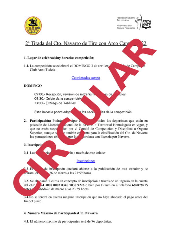 CIRCULAR 2&ordf; Tirada Cto Navarro CAMPO 2022