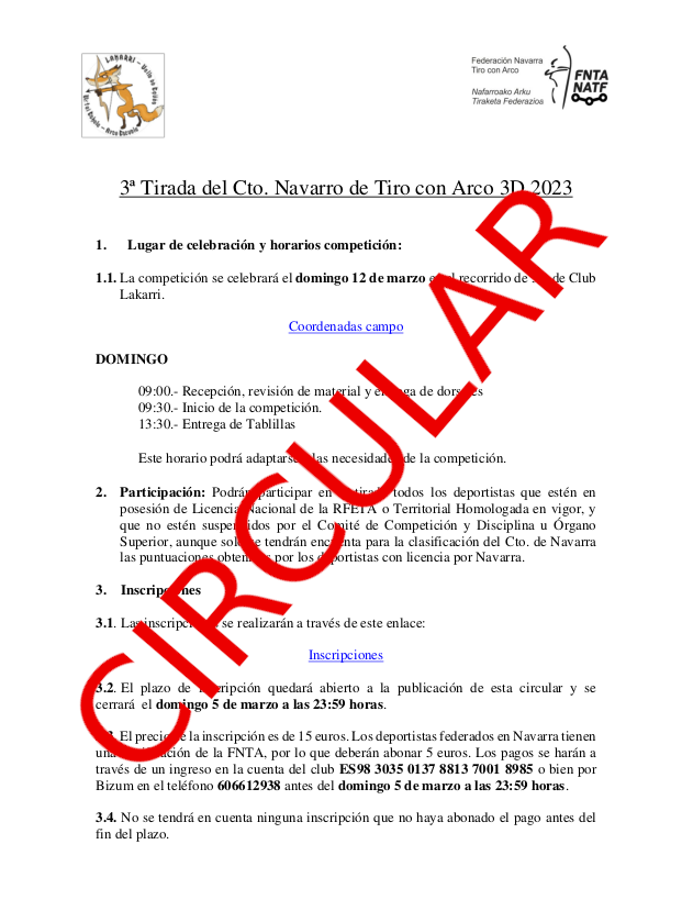 CIRCULAR 3&ordf; Tirada Cto Navarro 3D 2023