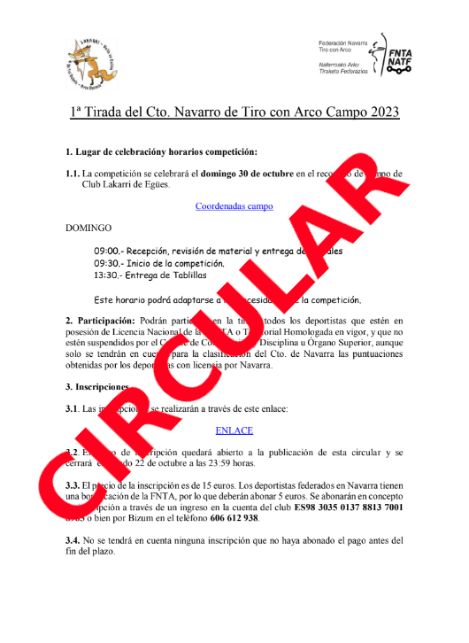 CIRCULAR 1&ordf; Tirada Cto Navarro CAMPO 2023