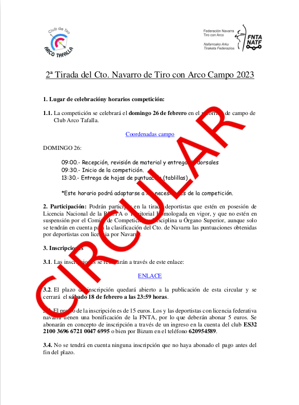 CIRCULAR 2&ordf; Tirada Cto Navarro CAMPO 2023