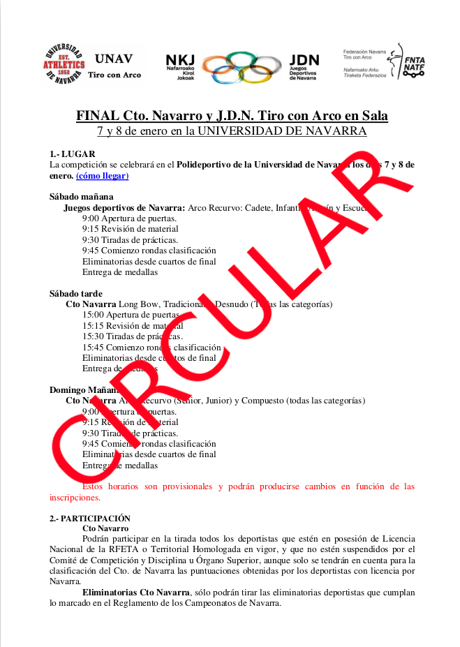 CIRCULAR 4&ordf; Tirada y Final Cto Navarro y JDN en sala 2022