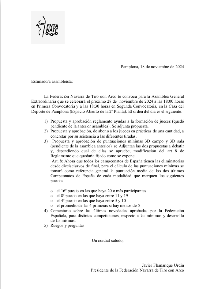 CONVOCATORIA ASAMBLEA EXTRAORDINARIA 28 NOVIEMBRE