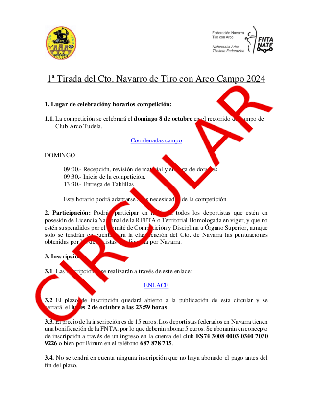 CIRCULAR 1&ordf; Tirada Cto Navarro CAMPO 2024
