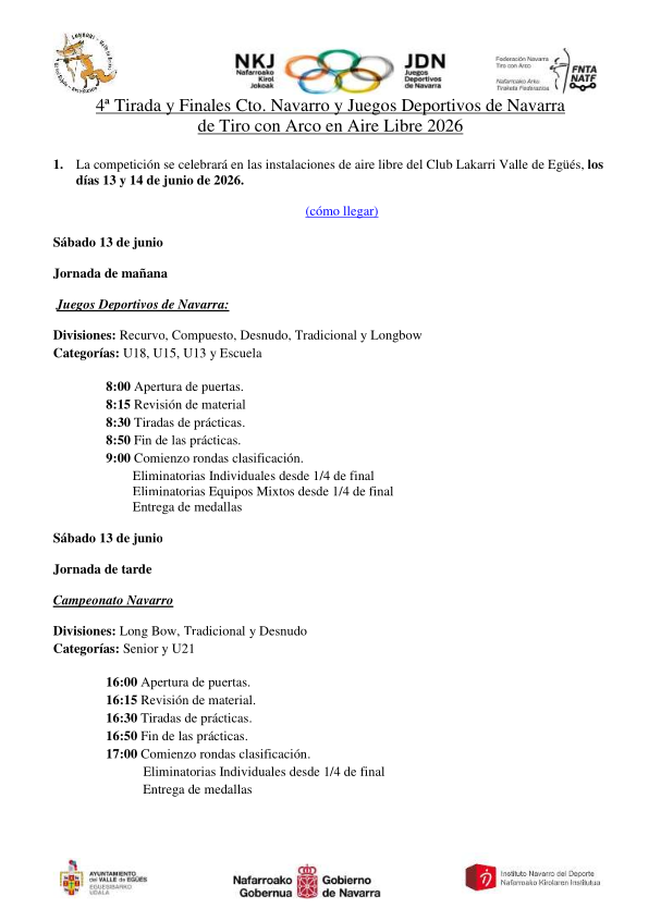 CIRCULAR 4ª Tirada y Finales Cto Navarro y JDN al Aire Libre 2026