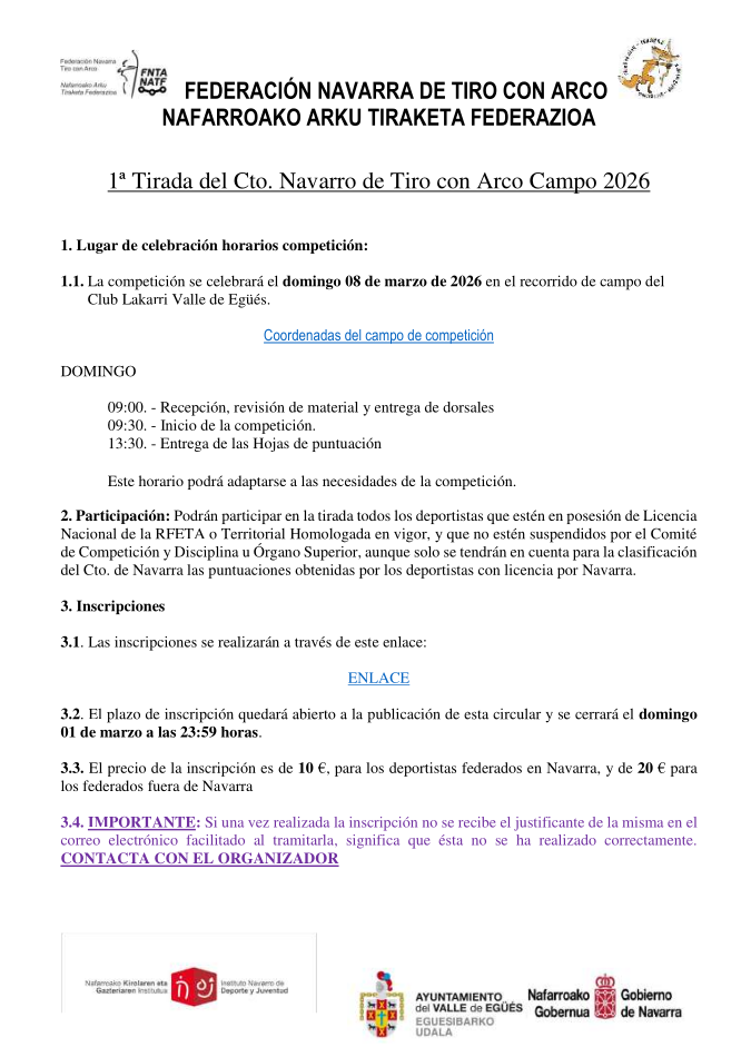 CIRCULAR 1&ordf; Tirada Cto Navarro CAMPO 2026