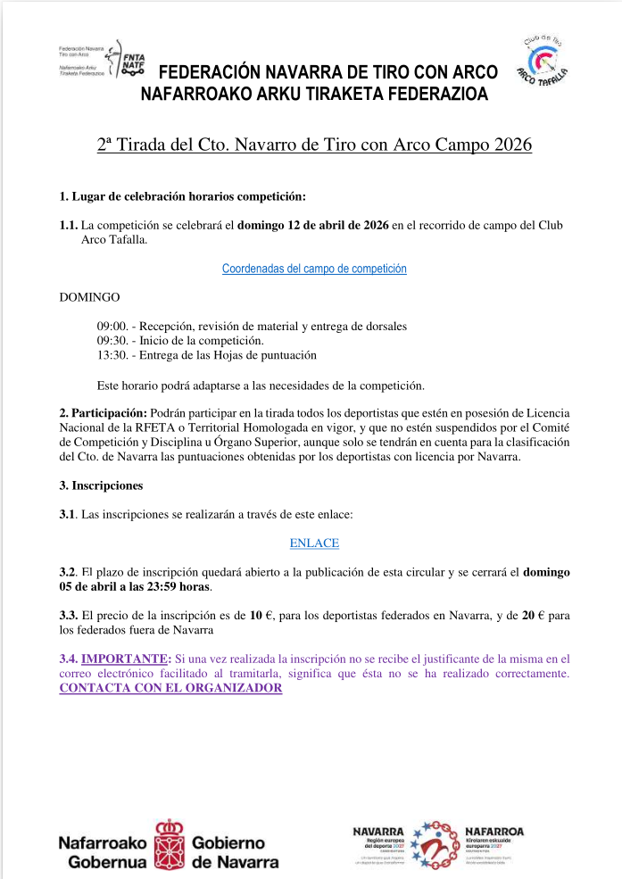 CIRCULAR 2&ordf; Tirada Cto Navarro CAMPO 2026