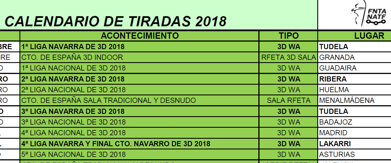 Calendario 2018