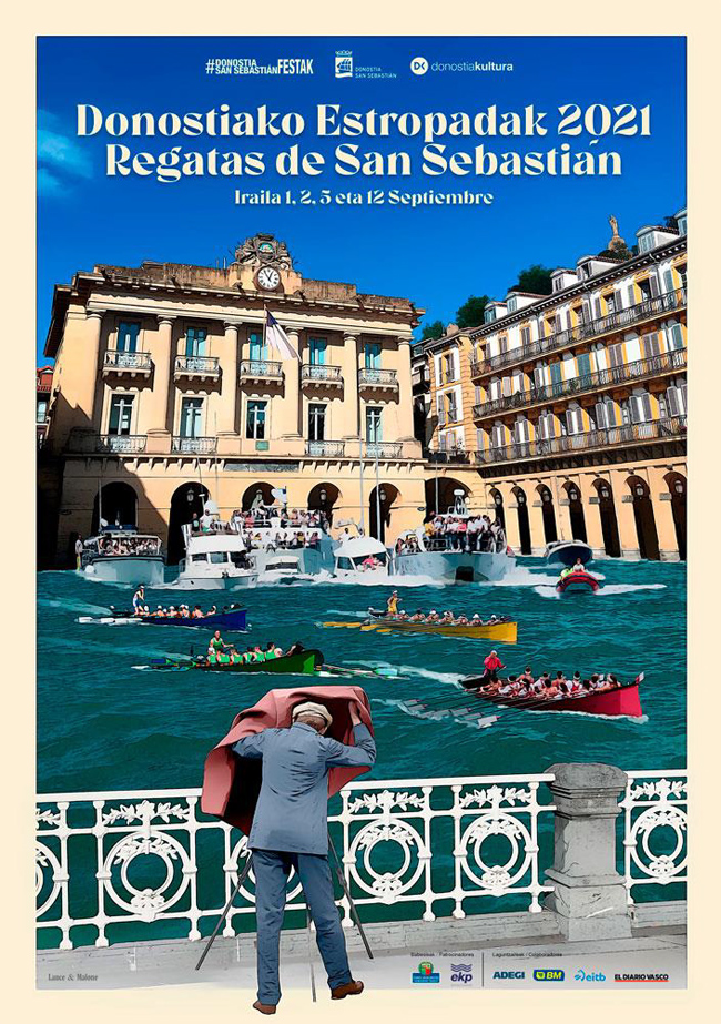 Tres Remeros navarros en pos de la Bandera de La Concha