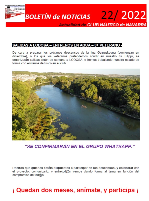 22&ordm; Bolet&iacute;n de Noticias del Club N&aacute;utico Navarra