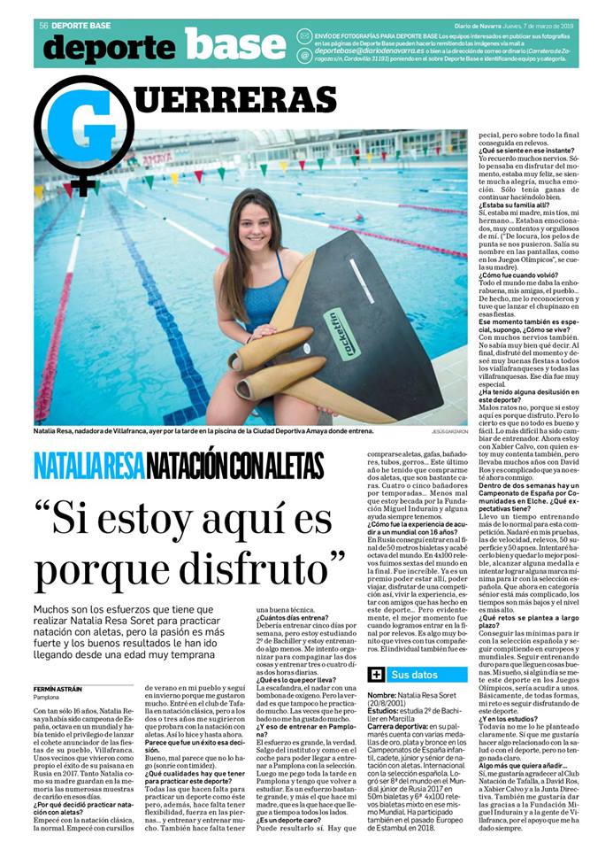 Entrevista a Natalia Resa en &quot;Guerreras&quot; de Diario de Navarra