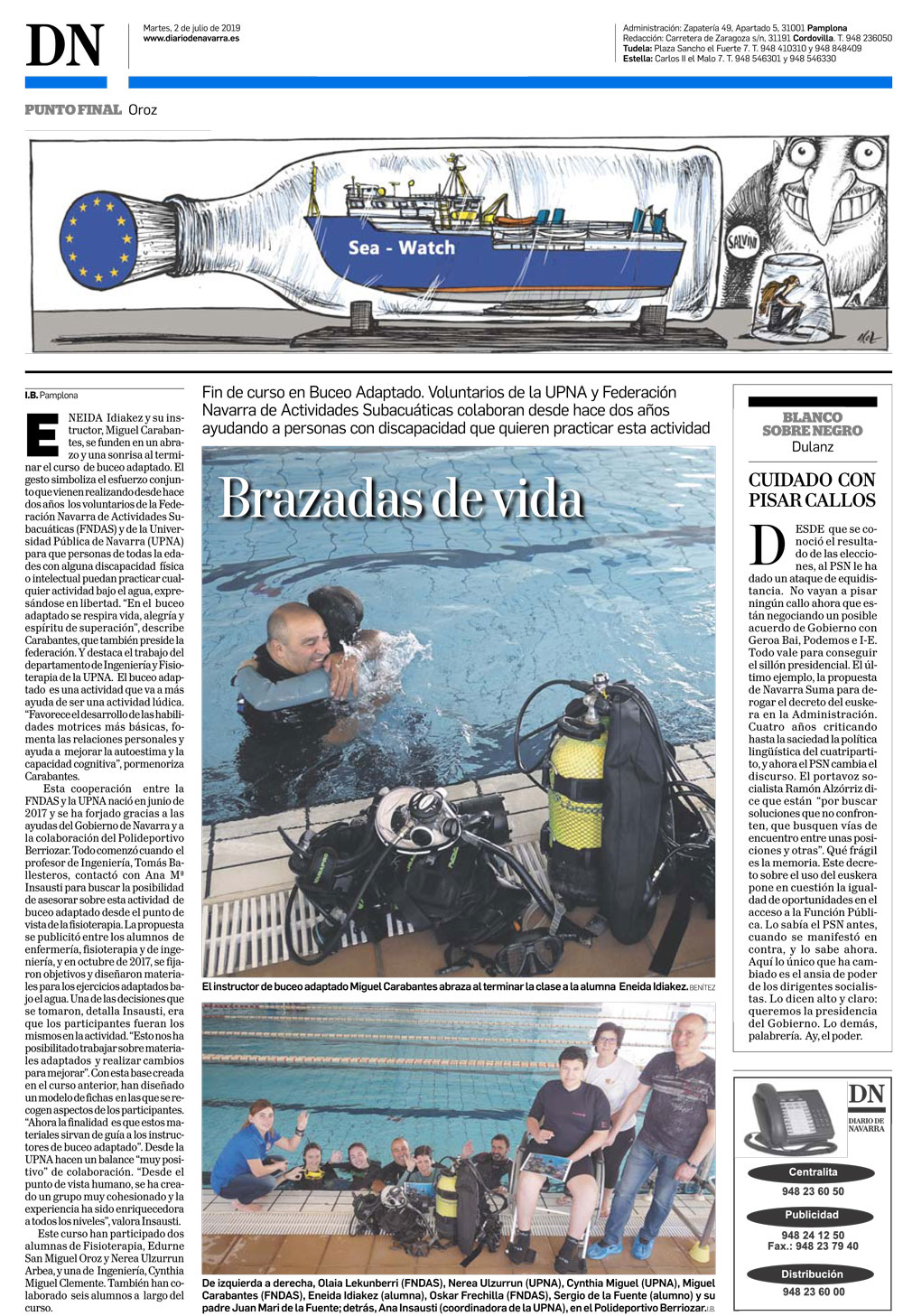 Art&iacute;culo en Diario de Navarra (2 de julio 2019)