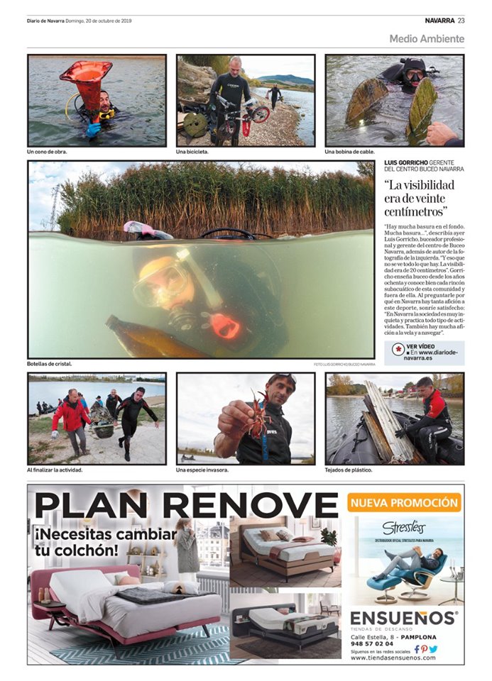 Reportaje en Diario de Navarra (limpieza de fondos y orillas)
