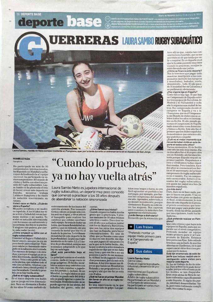 Entrevistas a Laura Sambo, componente del equipo nacional de rugby subacu&aacute;tico
