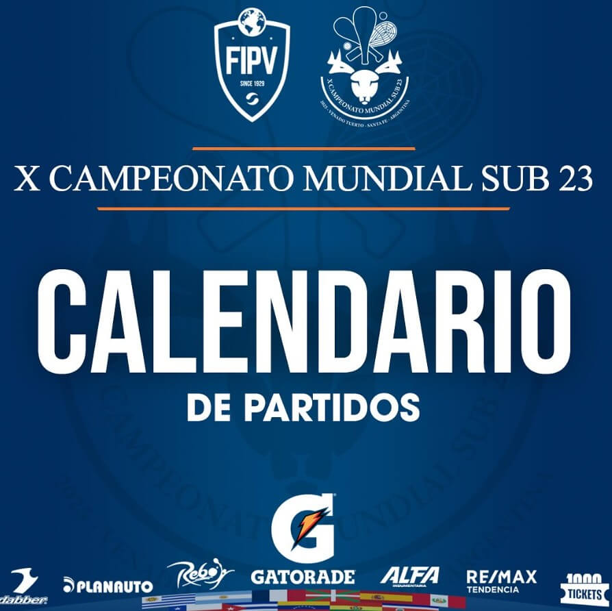 Calendario del "X Mundial Sub 23 de Trinquete"