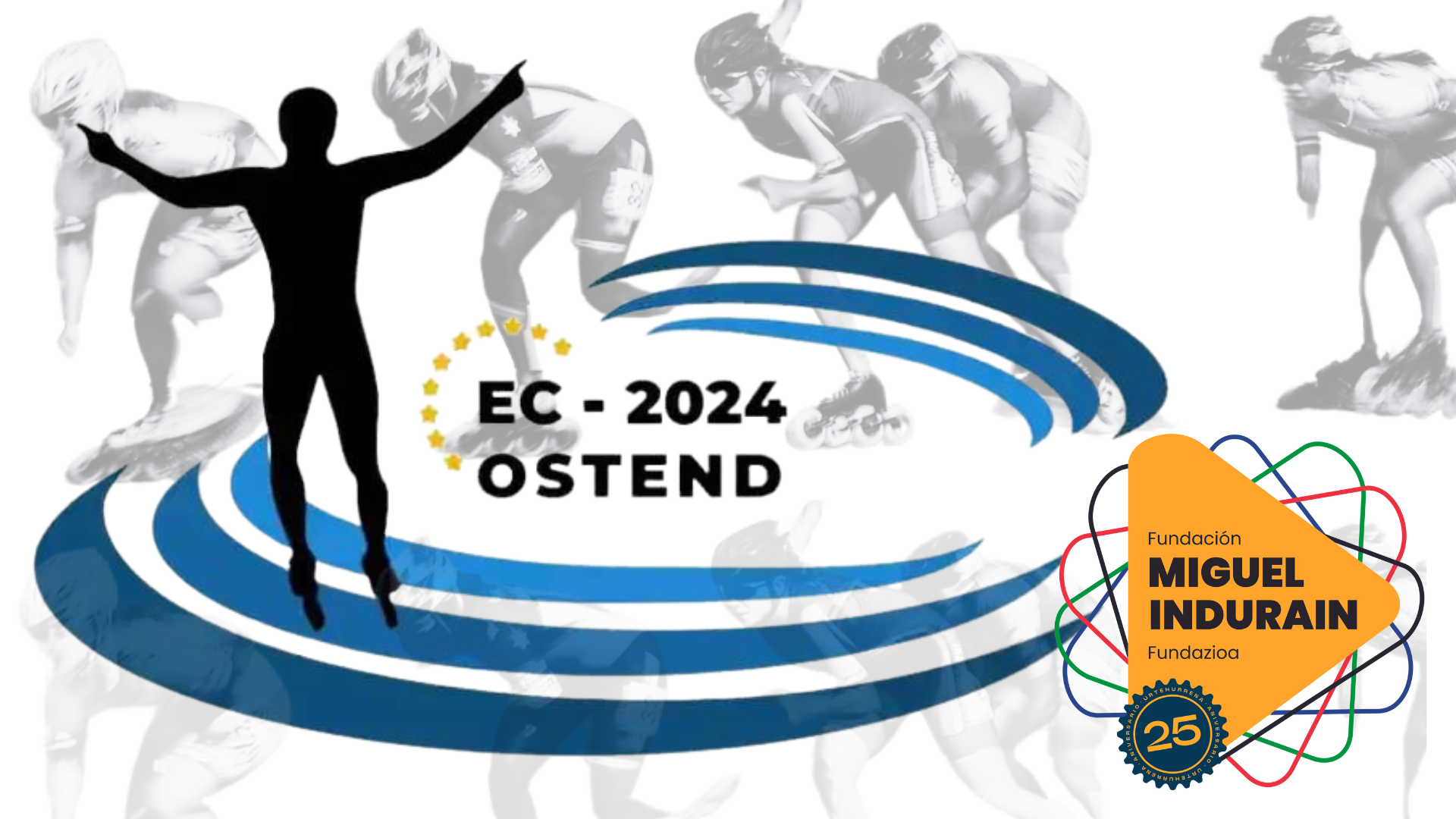 Hugo Breton, Ruth Arza y Dani Milagros, en el Campeonato de Europa de Patinaje de Velocidad