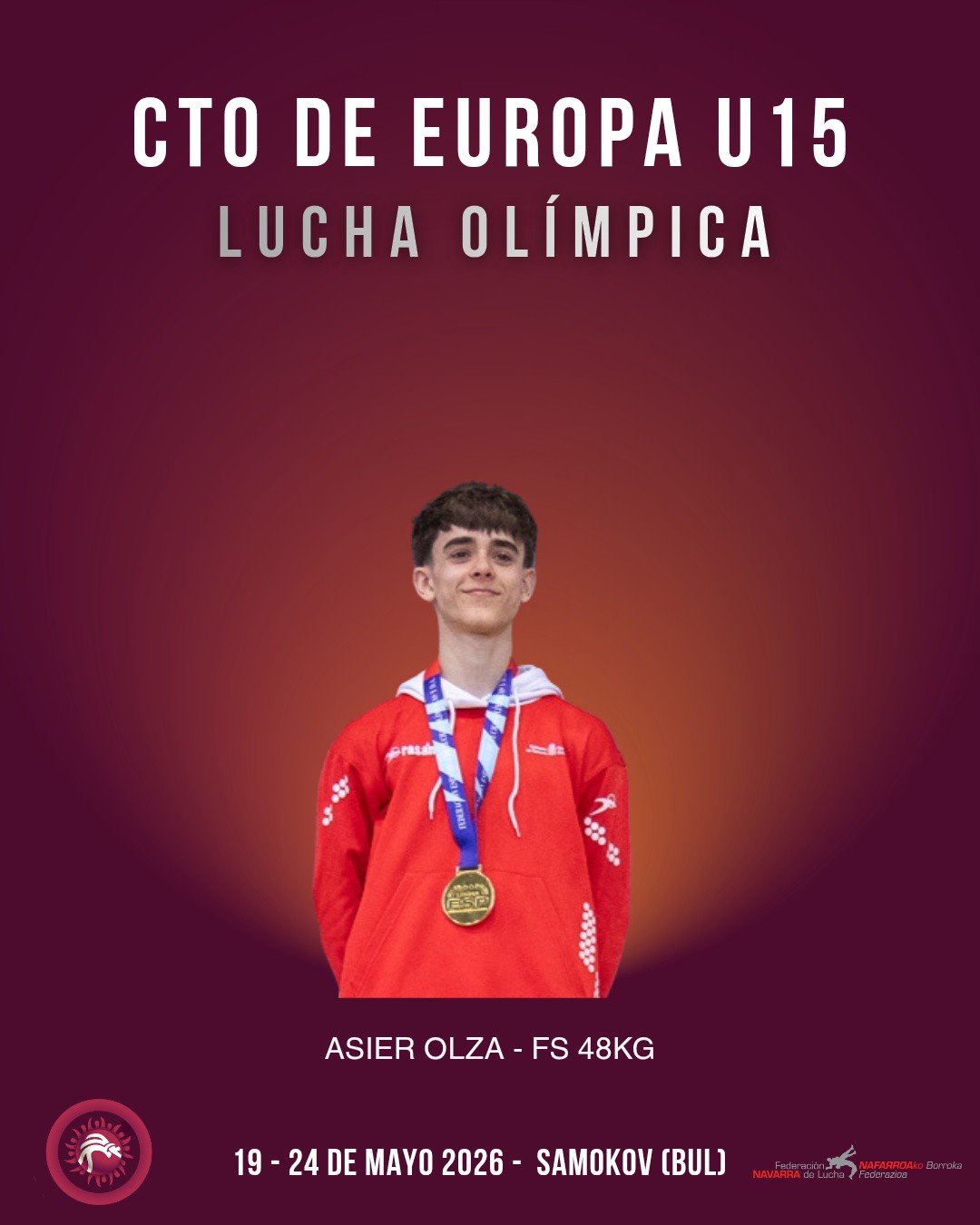 Asier Olza, en el Campeonato de Europa U15 de Lucha Olímpica