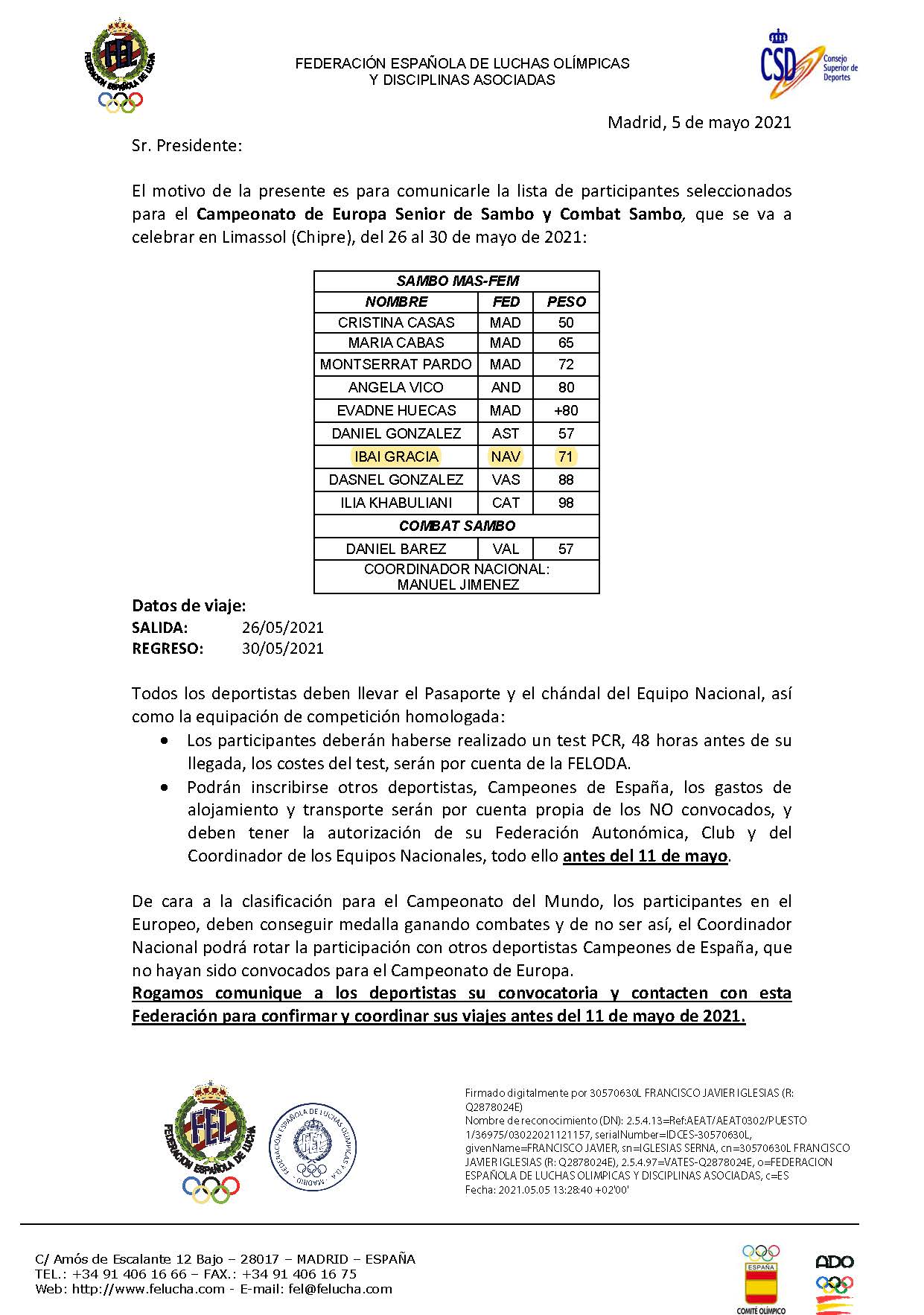 Ibai Gracia convocado para el Cto. de Europa Absoluto de Sambo