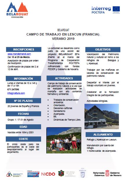 PRORROGAMOS INSCRIPCI&Oacute;N A TRAVES&Iacute;AS Y CAMPOS DE TRABAJO VERANO 2019