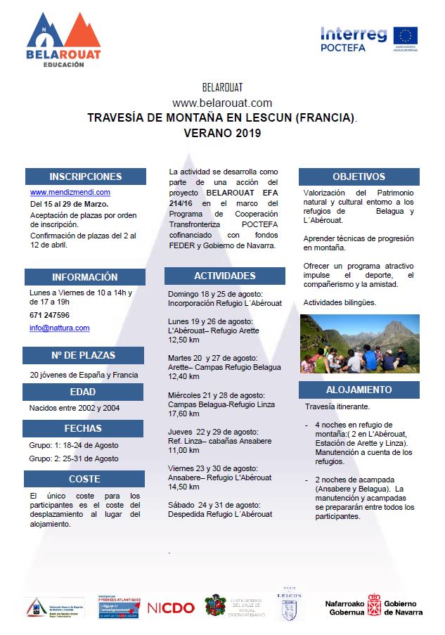 PRORROGAMOS INSCRIPCIÓN A TRAVESÍAS Y CAMPOS DE TRABAJO VERANO 2019