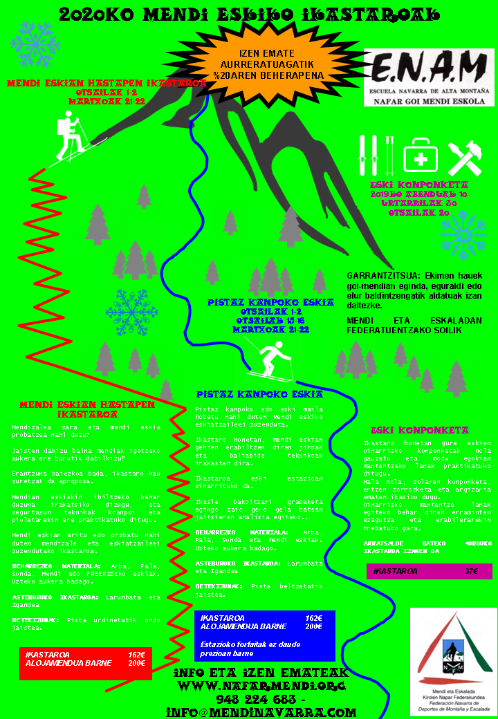 INSCRIPCIONES ABIERTAS A LOS CURSOS ALPINISMO, ESQUÍ, NIVOLOGÍA Y REPARACIÓN DE ESQUÍS