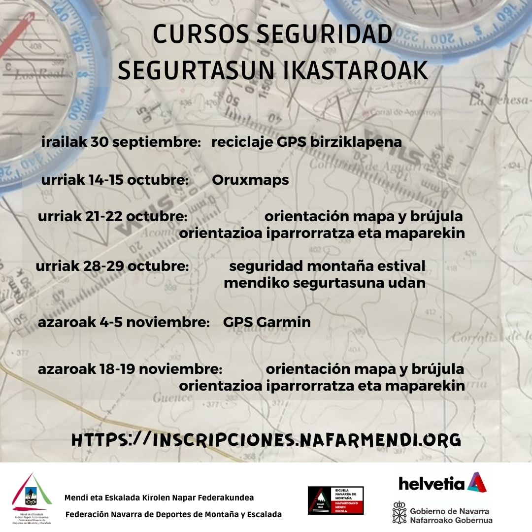 CURSOS OTOÑO (ESCALADA, GPS, ORUXMAPS, ORIENTACIÓN, SEGURIDAD EN MONTAÑA)