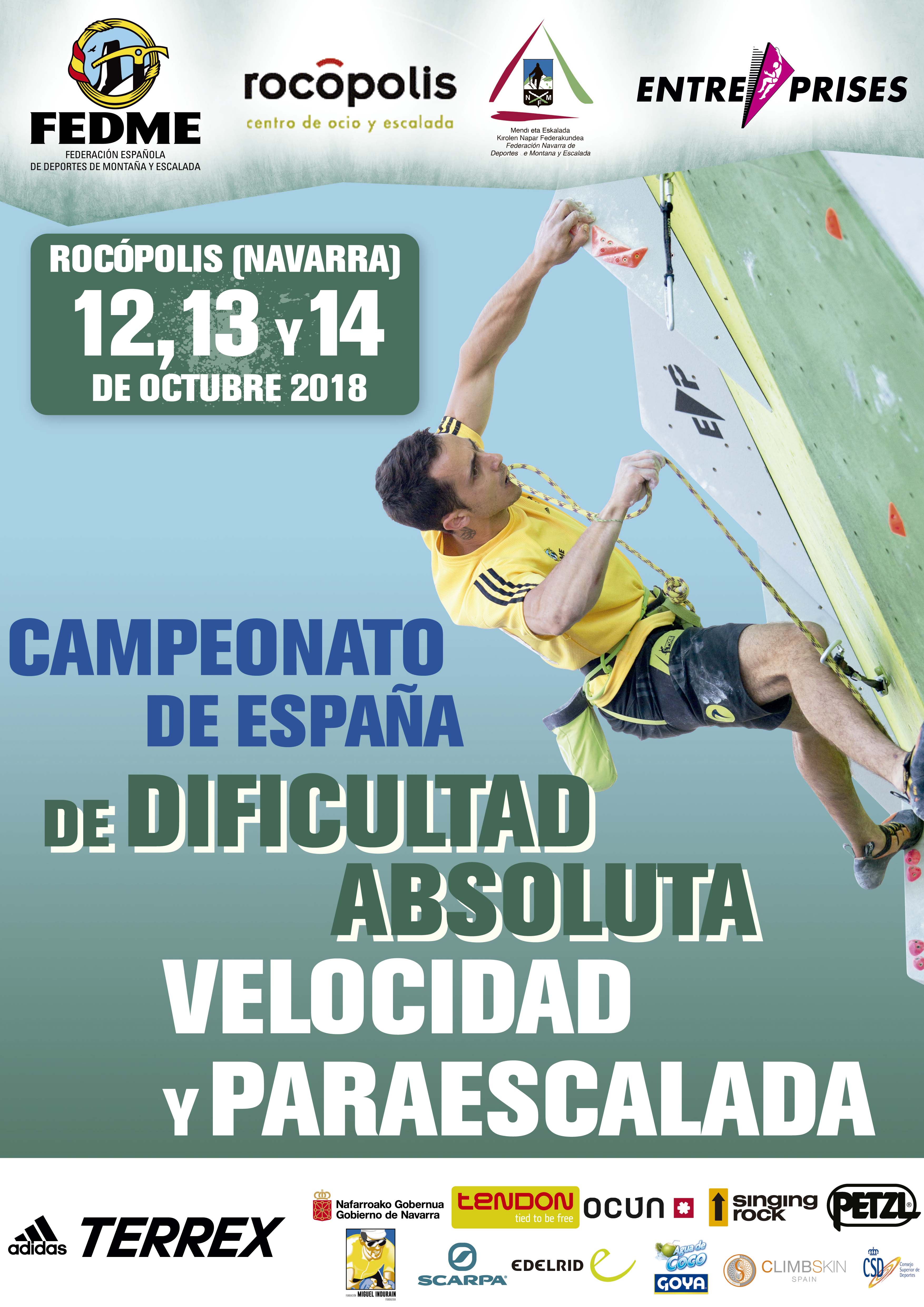 CAMPEONATO DE ESPA&Ntilde;A DE DIFICULTAD, VELOCIDAD Y PARAESCALADA EN ROCOPOLIS