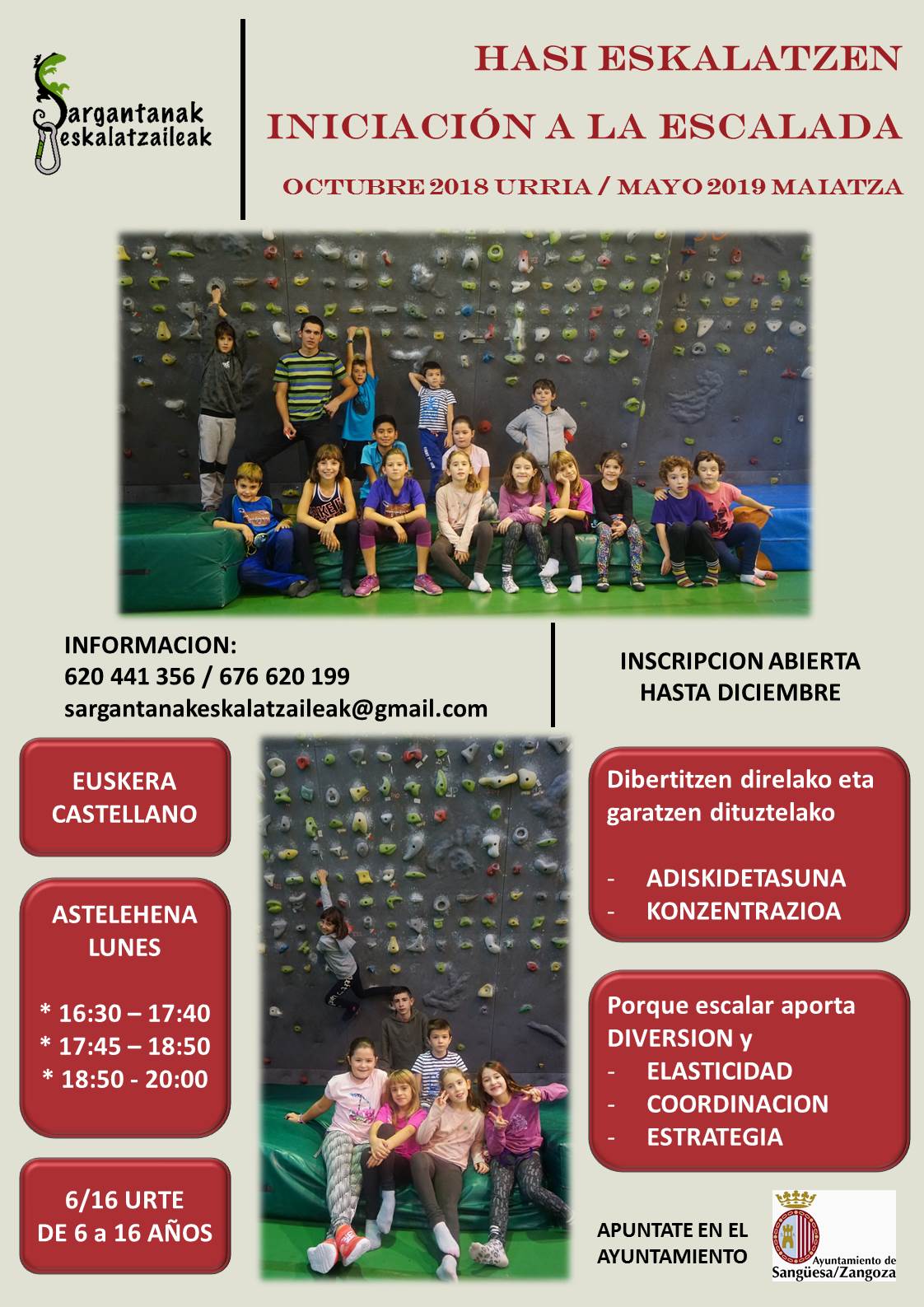 CURSOS DE ESCALADA EN SANG&Uuml;ESA