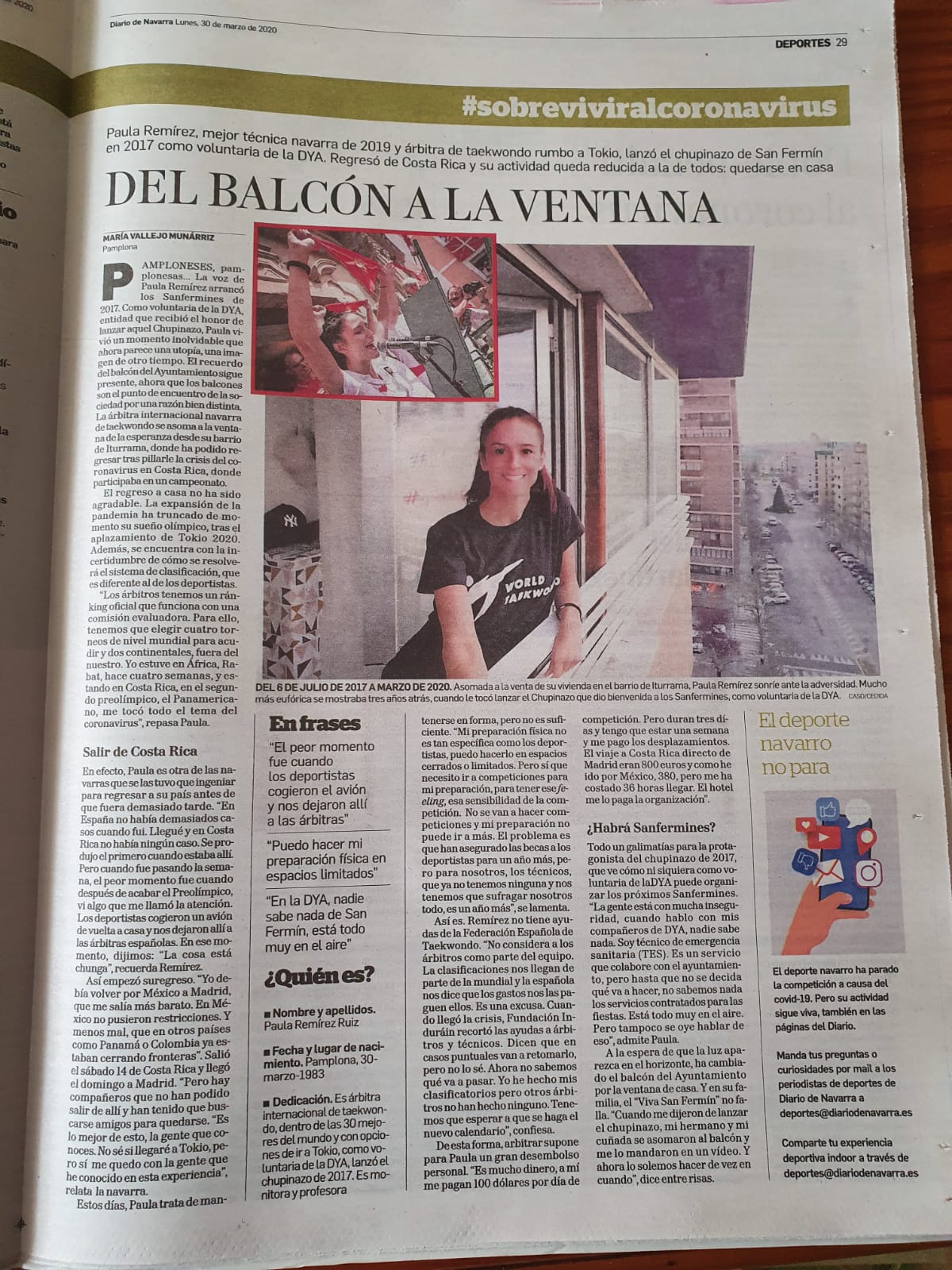 Paula Rem&iacute;rez en Diario de Navarra