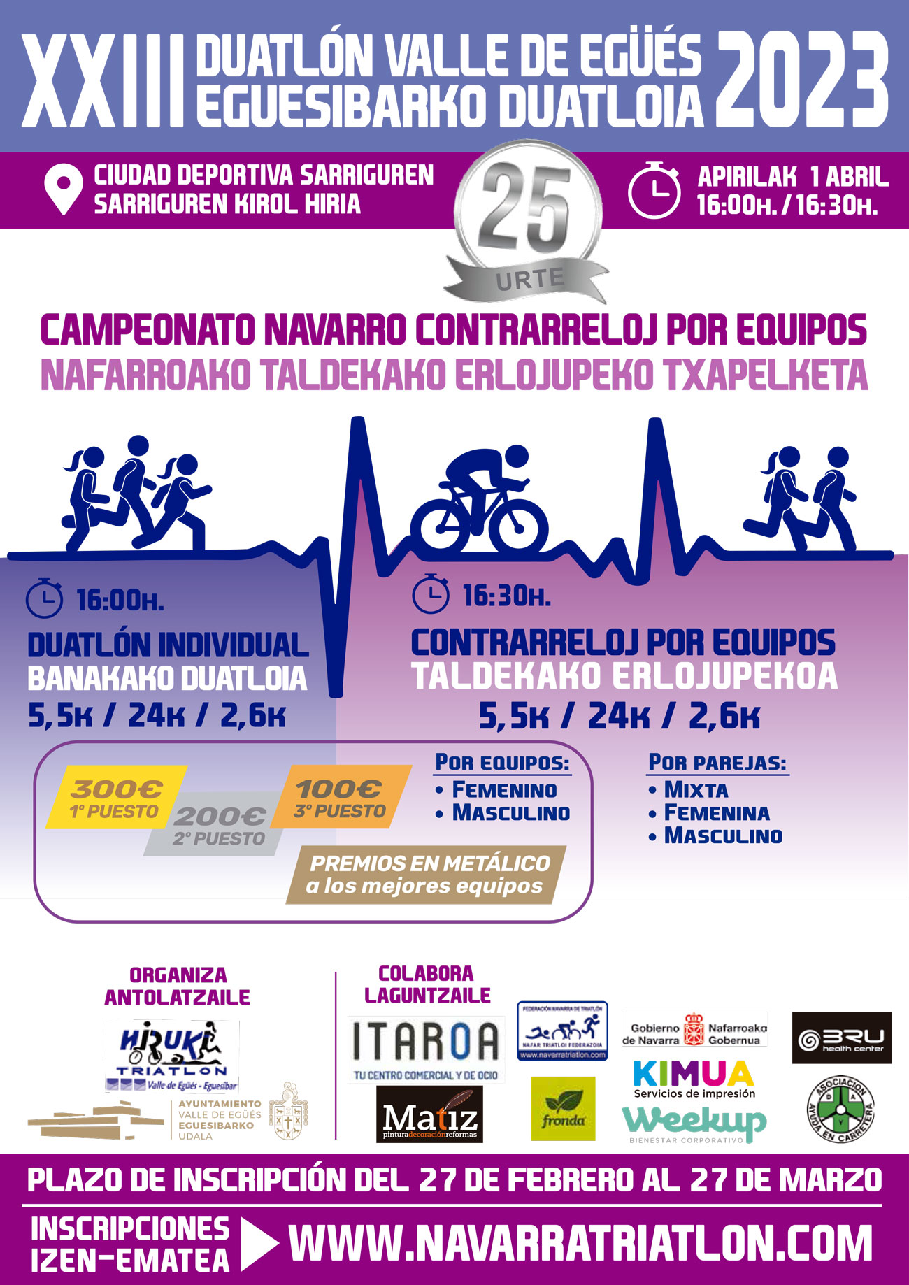 Inscripciones abiertas XXIII Duatl&oacute;n Valle de Eg&uuml;&eacute;s