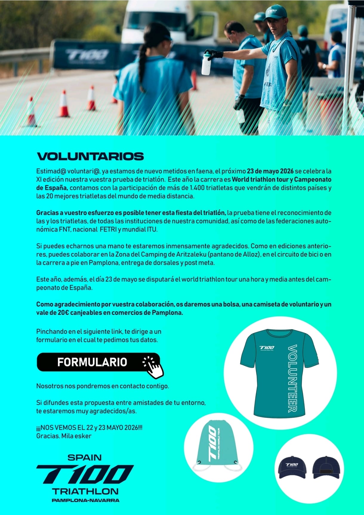 Voluntario XI Edici&oacute;n Half Pamplona- T100 World Triathlon
