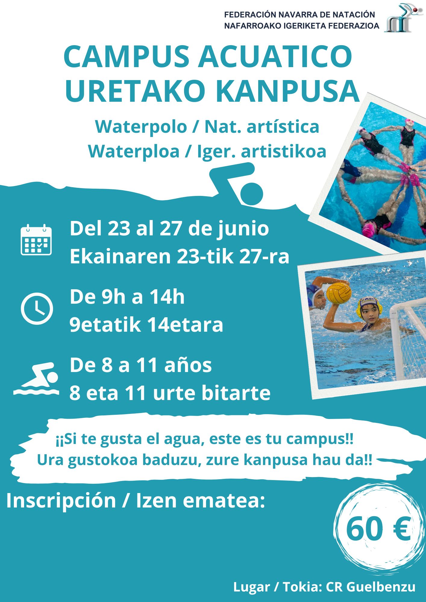 CAMPUS ACU&Aacute;TICO: NATACI&Oacute;N ART&Iacute;STICA Y WATERPOLO (de 8-11 a&ntilde;os)