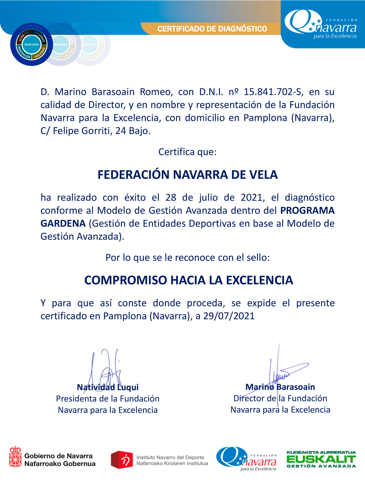 La FNV/NBF obtiene el Certificado de Modelo de Gesti&oacute;n Avanzada